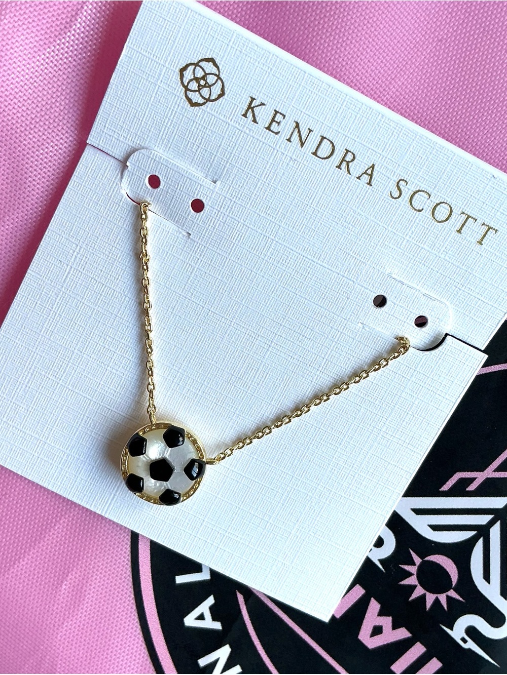 Kendra Scott Gold Soccer Pendant Necklace - Black & White